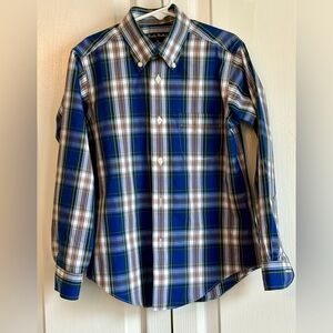 BROOKS BROTHERS BOYS PLAID SHIRT, BLUE size small